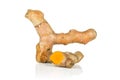 Bright turmeric rhizome isolated on white Royalty Free Stock Photo