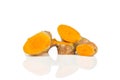 Bright turmeric rhizome isolated on white Royalty Free Stock Photo