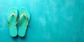 Bright Turquoise Background with a Flip Flop Royalty Free Stock Photo