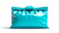 Bright Turquoise Sealed Package on White Background Royalty Free Stock Photo