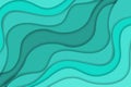 Bright turquoise wavy paper cut background