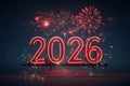 Bright 2026 Typography with Night Sky Fireworks Royalty Free Stock Photo