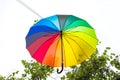 Bright umbrella in the festive decoration of the city Royalty Free Stock Photo