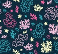 Bright Underwater Seamless Pattern With Beautiful Corals. Vector Backdrop. Use For Wallpaper,pattern Fills, Web Page Background.