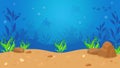 Bright underwater world of the ocean in vector with algae and reefs