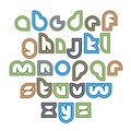 Bright unusual rounded typescript, colorful letters