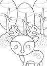 Cute Wild Deer Woodland Animals Coloring Pages A4 for Kids and Adult Royalty Free Stock Photo