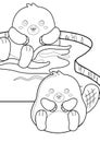 Cute Beaver Animal Coloring Pages A4 for Kids and Adult