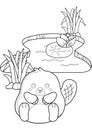 Cute Beaver Animal Coloring Pages A4 for Kids and Adult