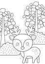 Cute Wild Deer Woodland Animals Coloring Pages A4 for Kids and Adult