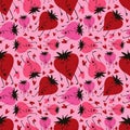 Bright Valentines Day seamless pattern with freaky hearts.