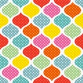 Bright vector geometric pattern with polka dot shapes in retro colors Royalty Free Stock Photo