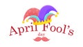 bright vector greeting card for April fools day, buffoons hat