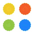 Bright vector icons water, sun, fire, leaves, yellow, blue, red and green Royalty Free Stock Photo