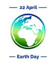 Bright vector illustration for 22 April, Earth Day with the Earth in gradient colors in flat style