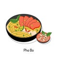bright vector illustration of Asian food. Vietnamese menu