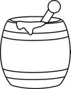 bright vector illustration of a barrel with honey, a wooden barrel