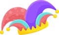 bright vector illustration of a buffoons hat, fools day