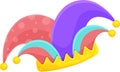 bright vector illustration of a buffoons hat, fools day Royalty Free Stock Photo