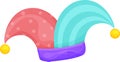 bright vector illustration of a buffoons hat, fools day,circus costume