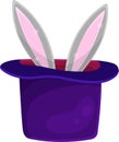bright vector illustration of a magicians hat with a rabbit, circus accessories Royalty Free Stock Photo
