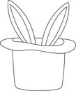 bright vector illustration of a magicians hat with a rabbit, circus accessories, doodle and sketch Royalty Free Stock Photo