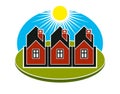 Bright vector illustration of simple country houses Royalty Free Stock Photo