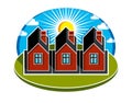 Bright vector illustration of simple country houses Royalty Free Stock Photo