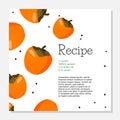 Bright vector illustration of whole persimmon. Fresh cartoon fruit design template for article or recipe with hand Royalty Free Stock Photo