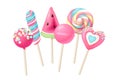 6 bright vector lollipops in trendy colors