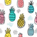 Bright vector pattern with pineapples