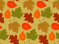 Bright vector seamless pattern with colorful artistic oak maple linden falling tree leafs. Cute background texture for autumn Royalty Free Stock Photo