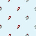 Bright vector seamless pattern with holiday, party, New Year attributes, firecrackers, fireworks. Editable background Royalty Free Stock Photo