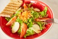 Bright vegetable salad with apple, tomatoes and carrot. Love for a healthy raw food concept. Perfect for the detox diet or just a Royalty Free Stock Photo