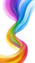 Bright, vibrant colors blending in a swirling wave pattern create a dynamic abstract design against a clean white