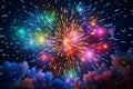 Bright and vibrant fireworks forming an