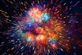 Bright and vibrant fireworks forming an