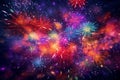 Bright and vibrant fireworks forming an