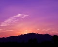 Bright vibrant Purple colors real romantic sunset sky ,nature beauty color background Royalty Free Stock Photo