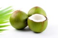 A bright and vibrant stock photo of fresh Coconuts on a pristine white background