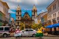 Bright view of Pelourinho in Salvador, Brazil, dominated by the large colonial Cruzeiro de Sao Francisco Christian stone cross in