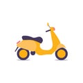 Bright vintage scooter, vector illustration, urban life, ride a motorbike in the city, for delivery Royalty Free Stock Photo