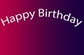 Bright violet purple blue blurred colourful background computer generated picture with happy birthday note.