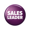 Bright violet purple round button with word `Sales leader`
