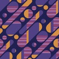 Bright violet, purple, yellow vintage 70s pattern