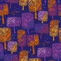 Bright vivid autumn park tree seamless pattern Royalty Free Stock Photo