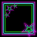 Background with Neon Lights Effect in bright Vivid Colors. Stars Included in Design