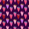 Bright vivid Valentines Day seamless pattern with magical hearts. Royalty Free Stock Photo