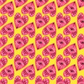 Bright vivid Valentines Day seamless pattern with magical hearts. Royalty Free Stock Photo