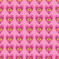 Bright vivid Valentines Day seamless pattern with magical hearts. Royalty Free Stock Photo